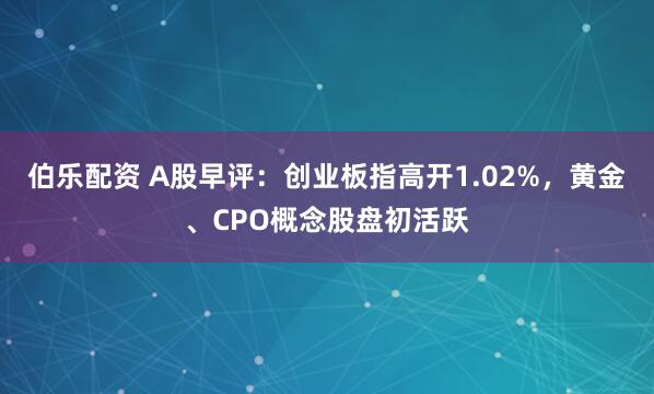 伯乐配资 A股早评：创业板指高开1.02%，黄金、CPO概念股盘初活跃