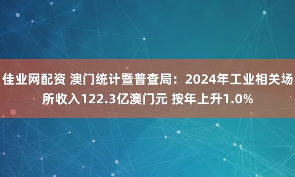 佳业网配资 澳门统计暨普查局：2024年工业相关场所收入122.3亿澳门元 按年上升1.0%